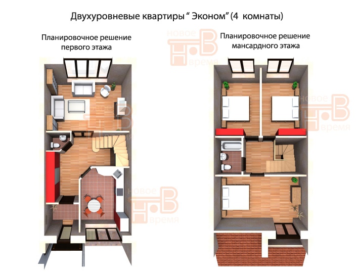 План двухуровневой квартиры